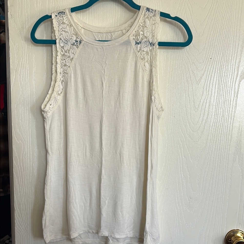American Eagle Outfitters White Lace Tank Top